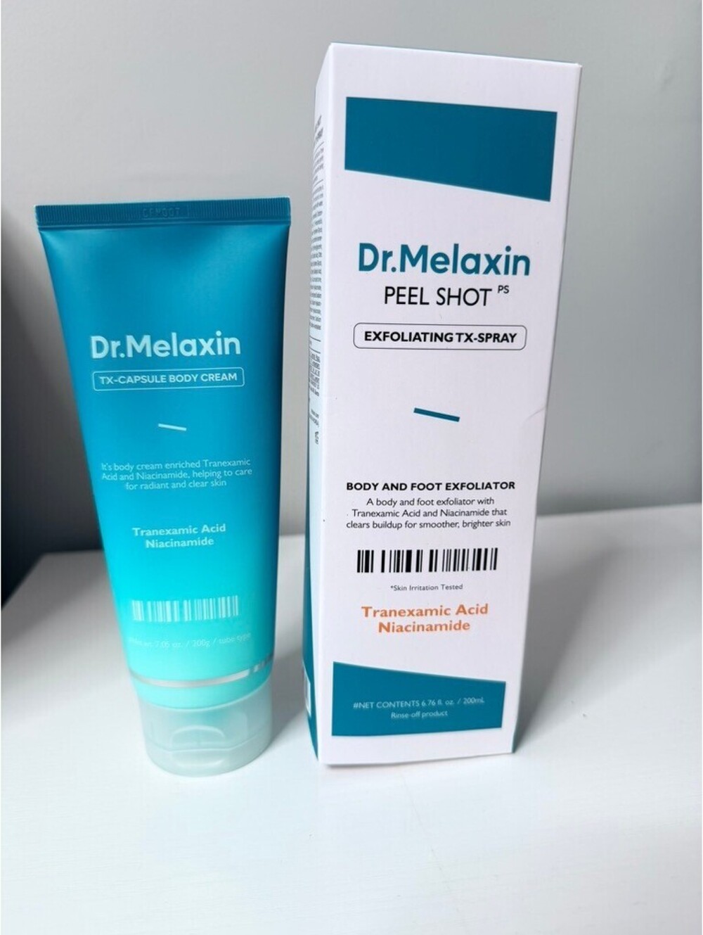 Dr. Melaxin Peel Shot Exfoliating TX-Spray TX-Capsule Body Cream Bundle Korean